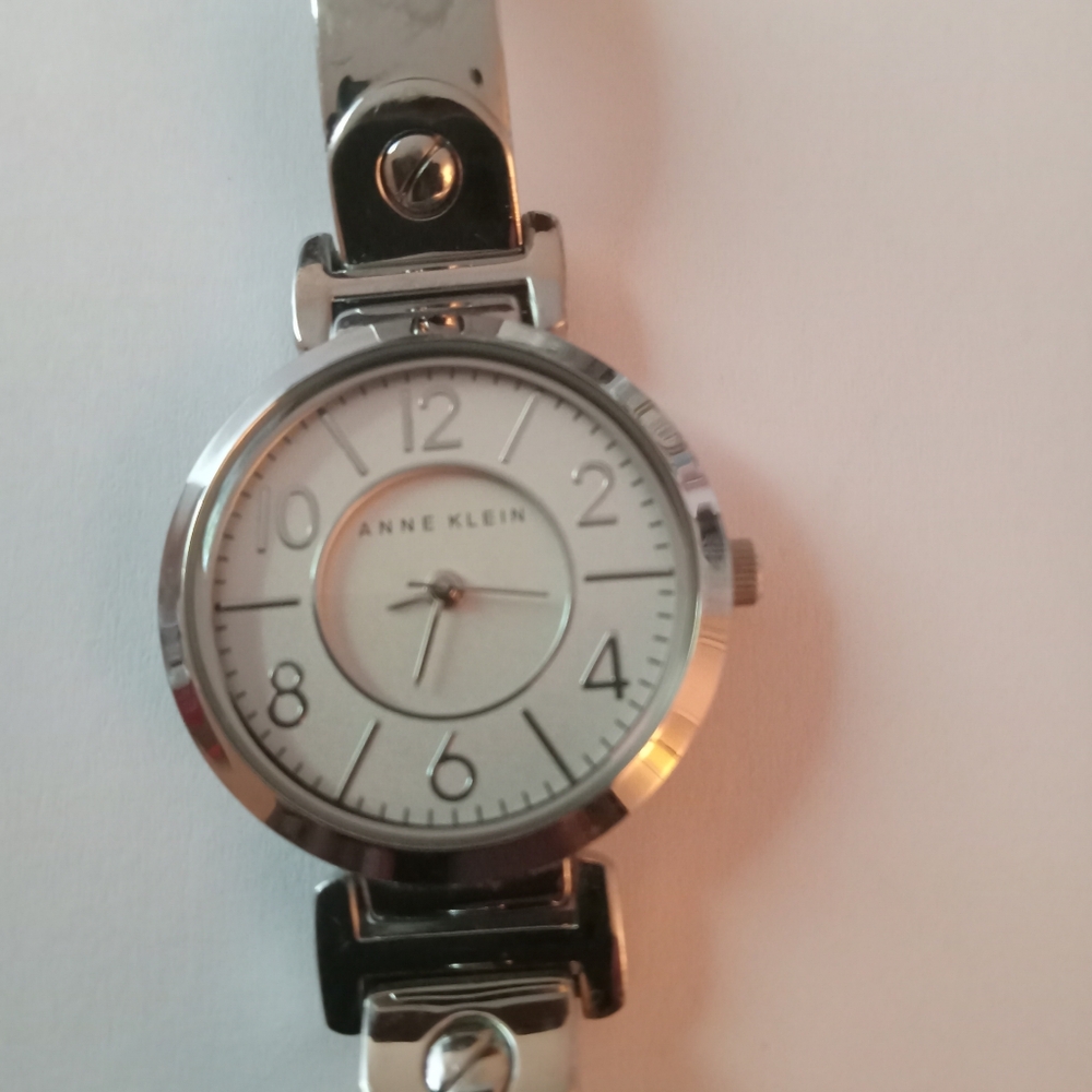 Anne Klein silver cuff watch